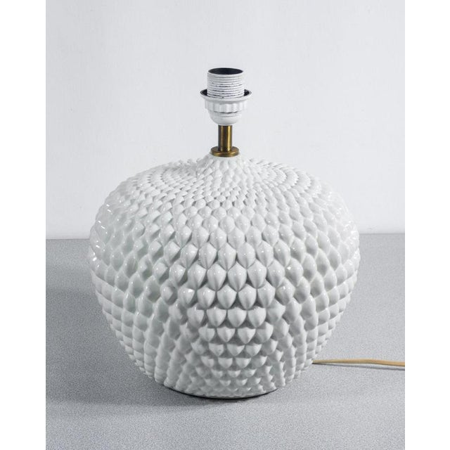 Beige Italian Ceramic Table Lamp, 1970s For Sale - Image 8 of 12