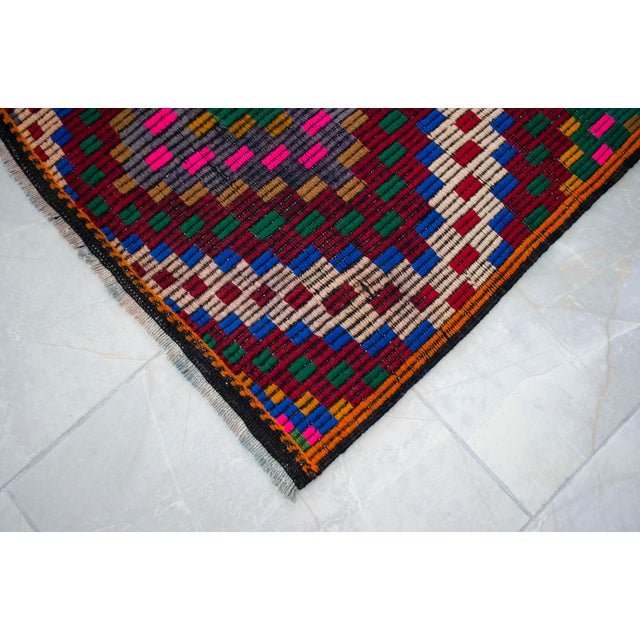 1960s Turkish Runner Rug Hand Woven Embroidered Wool Hallway- Kitchen Decor - 2'9" X 10'8" For Sale - Image 9 of 12