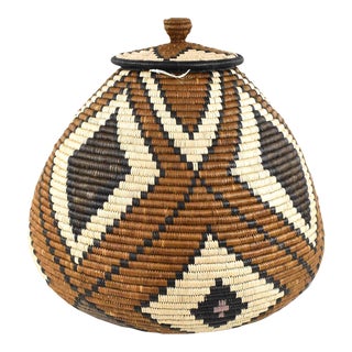 South African Contemporary Lidded Basket For Sale