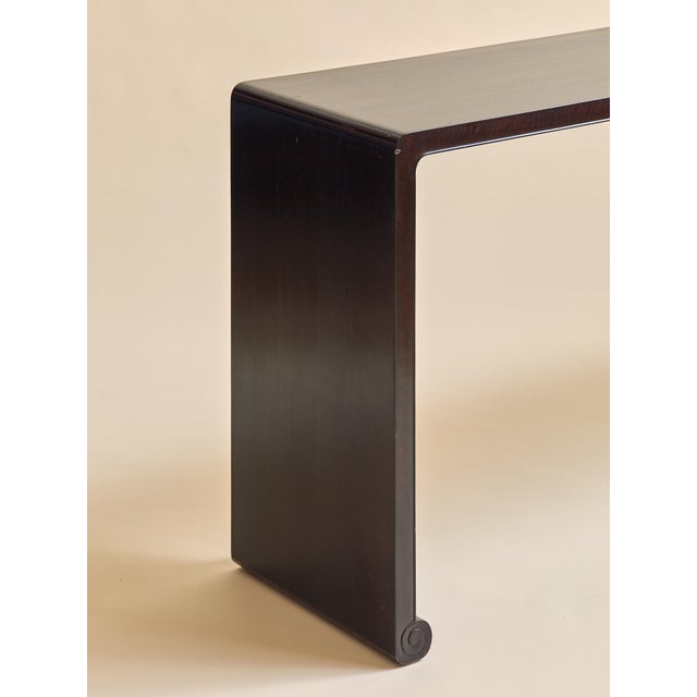 1980s The Vintage Mid-Century Burmese Waterfall Wood Console Table For Sale - Image 5 of 10