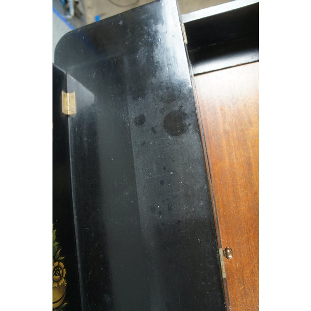 Hitchcock Style Black Lacquered Harvest Stenciled Secretary Writing Desk For Sale - Image 13 of 14