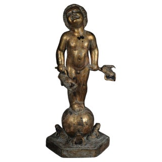 20th Century Sculpture of Putto with Frogs For Sale