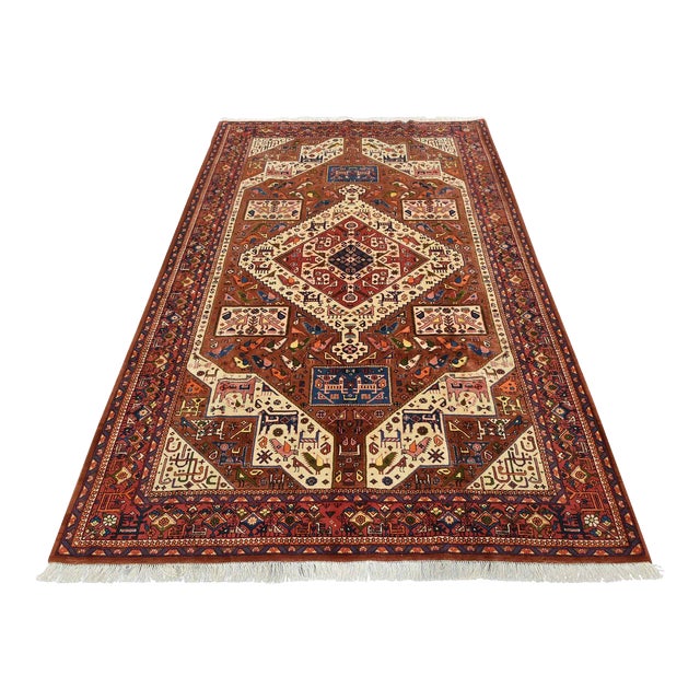 Fine Quchan Rug 6'7'' X 9'6'' Brown Wool/Silk Hand-Knotted Oriental Carpet For Sale