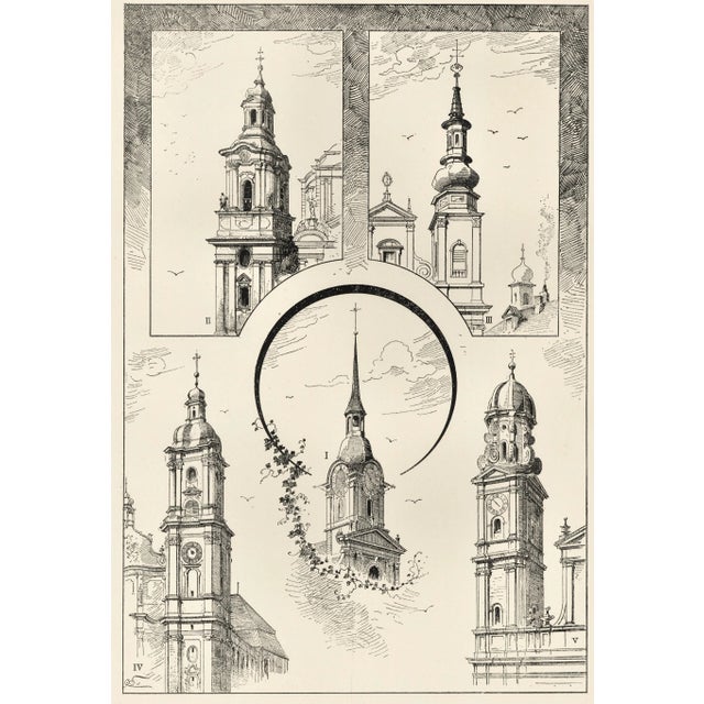 This is one of a group of historical architectural lithographs from a French unbound album of “Tours et Cloches” (Towers...