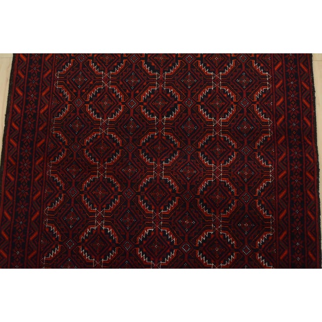 1990s Baloch Rug 3’7” X 6’5” Blue Wool Vintage Tribal Hand-Knottted Carpet For Sale - Image 5 of 12