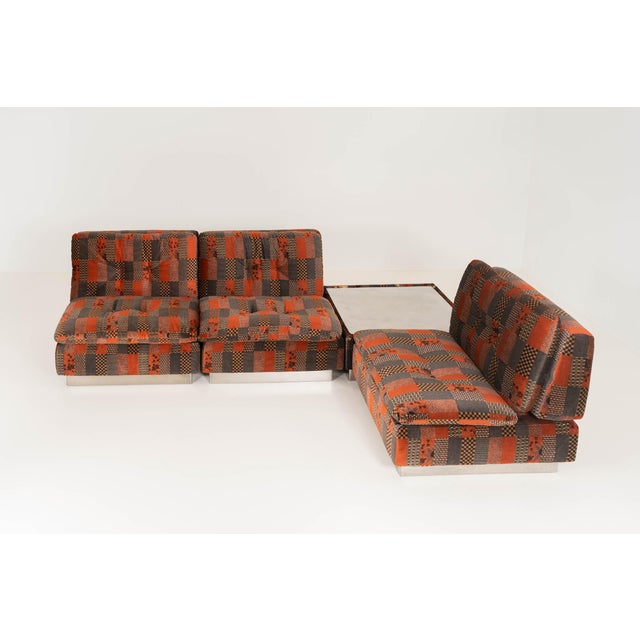 Modular Velvet Sofa Set with Coffee Table by Giovanni Offredi for Saporiti, 1970s, Set of 4 For Sale - Image 15 of 15