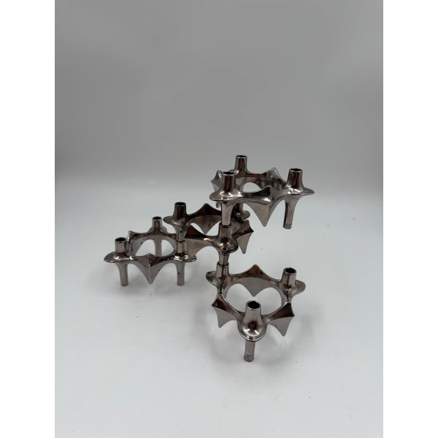 Mid-Century Modern Brutalist Chrome Taper Candleholders by Nagel Stoff for BMF, 1950s, Set of 4 For Sale - Image 11 of 18