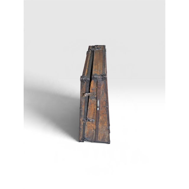 Antique 1920s Wooden Harp Travel Case Converted Into a Unique Bar Cabinet – 76” For Sale - Image 11 of 12