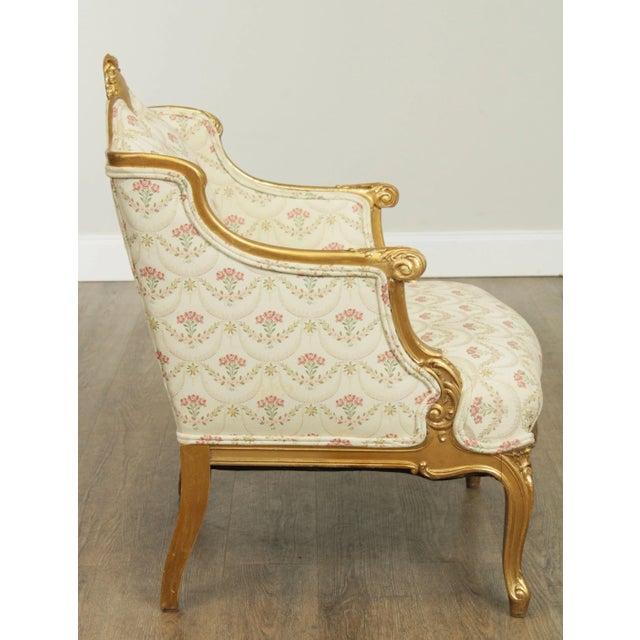 French Louis XV Style Antique Gilt Frame Bergere Chair For Sale In Philadelphia - Image 6 of 13