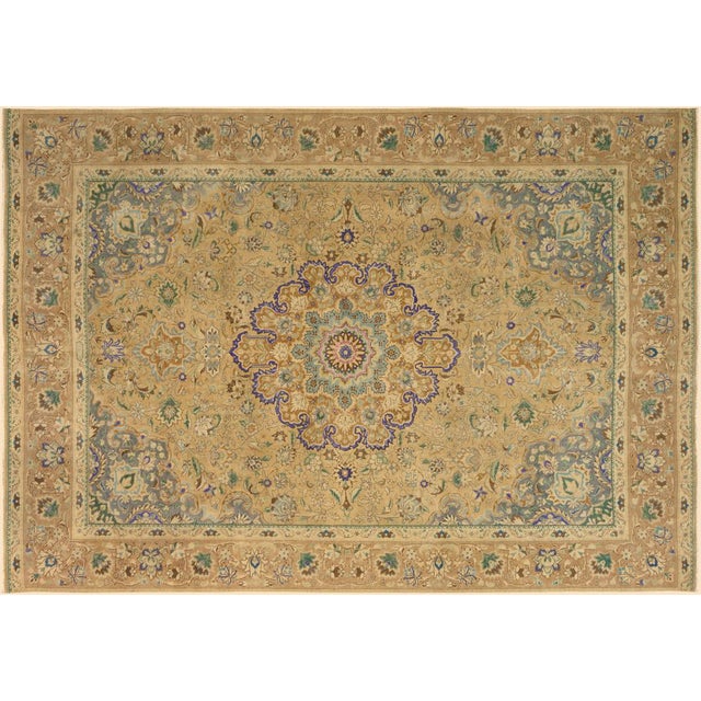 Retro Vintage 1990's Tan/Gray Wool Rug - 8'11'' X 12'9'' For Sale - Image 9 of 10