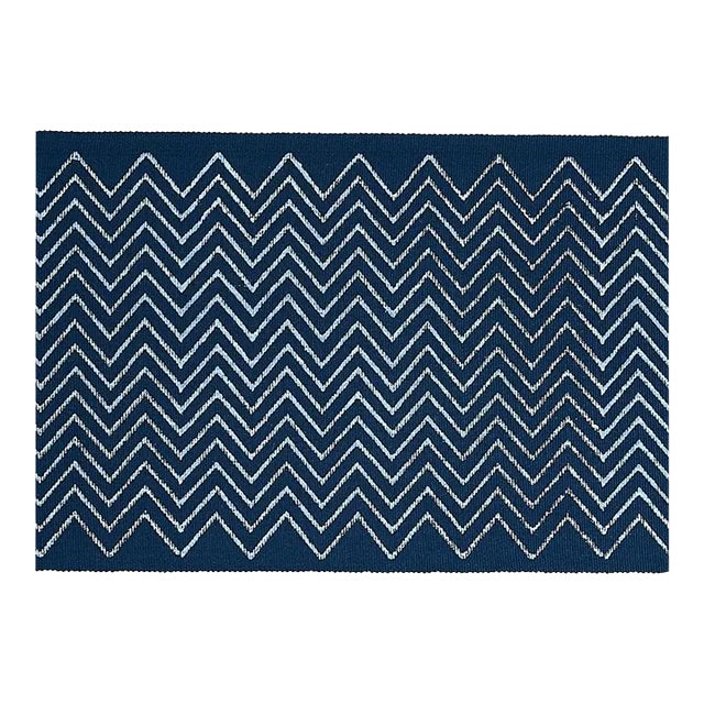 Sample - Schumacher Leora Hand Blocked Tape in Indigo For Sale