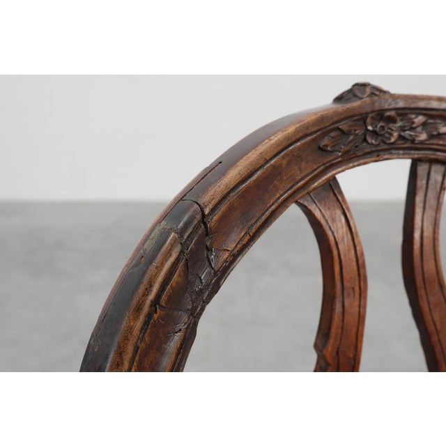 Antique Gustavian Walnut Chair with Leather, 1700s For Sale - Image 5 of 14