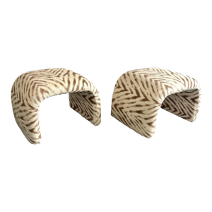Vintage Upholstered Waterfall Ottomans/ Stools - A Pair