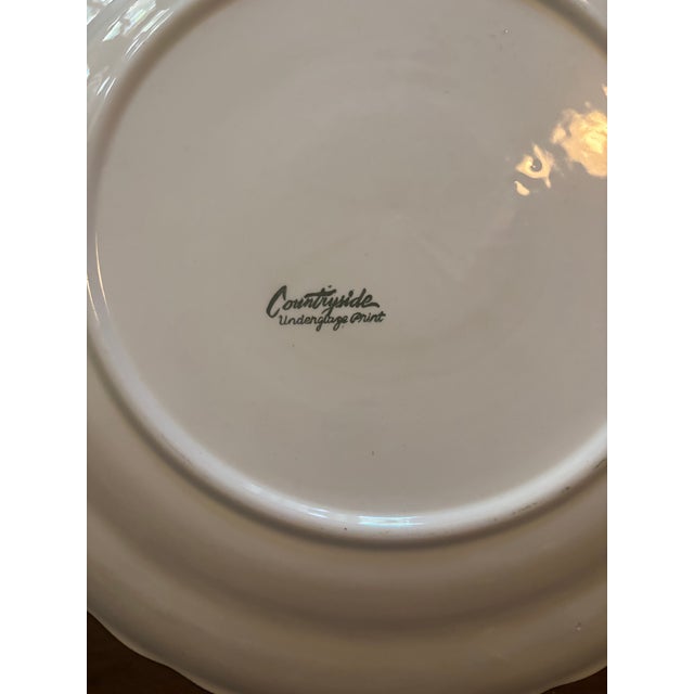 Farmhouse Vintage Colonial Hemstead Royal China Green & White Transferware of Five, 12" Dinner and Five, 6" Bread Plates - Set of 10 For Sale - Image 3 of 10