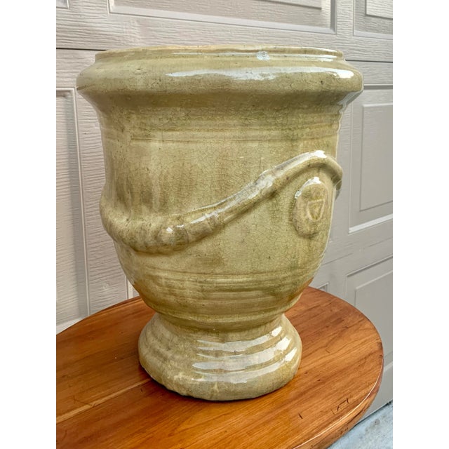 Ceramic French Provincial Glazed Earthenware Pedestal Planter For Sale - Image 7 of 12