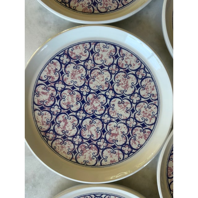 1970s Vintage Noritake Primastone "Image" Pattern Dinner Plates - Set of 7 For Sale - Image 5 of 11