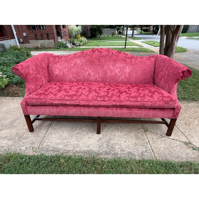Wood Late 20th Century Chippendale Style Camelback Sofa - New Upholstery For Sale - Image 7 of 14