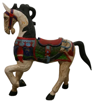 19th Century Carved and Painted Wooden Horse, 1880s