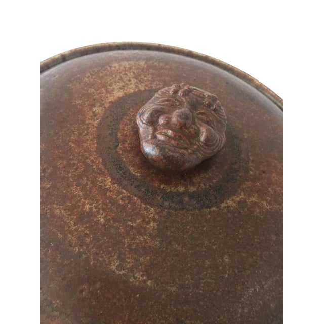 Vintage Studio Pottery Dutch Oven Soup Tureen with Face Handle For Sale - Image 4 of 13