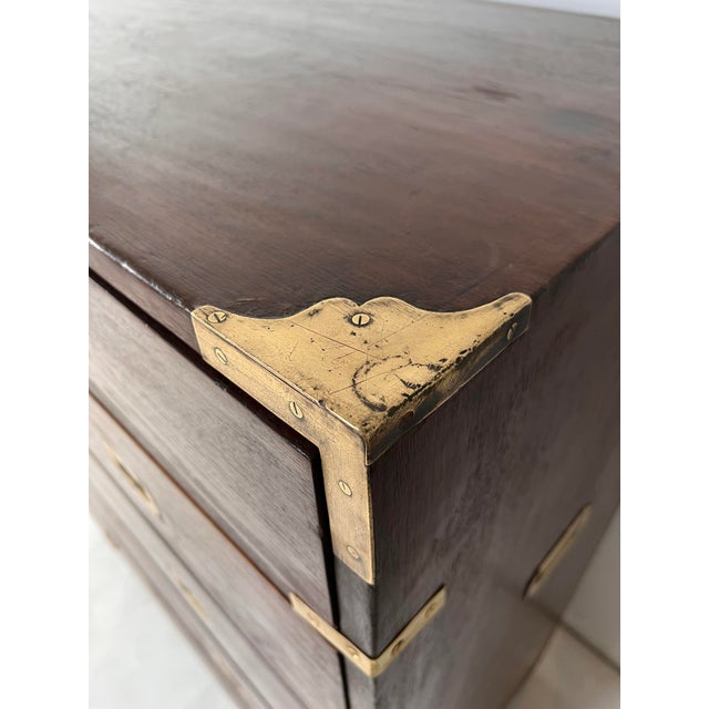 Antique 19th Century British Campaign Tall Chest, Mahogany With Brass Hardware For Sale In Boston - Image 6 of 10