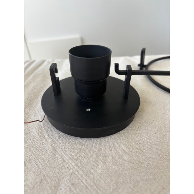 1990s Hubbardton Forge Moonband Semi-Flush Mount Ceiling Light – Wrought Iron & Opal Glass For Sale In Providence - Image 6 of 10