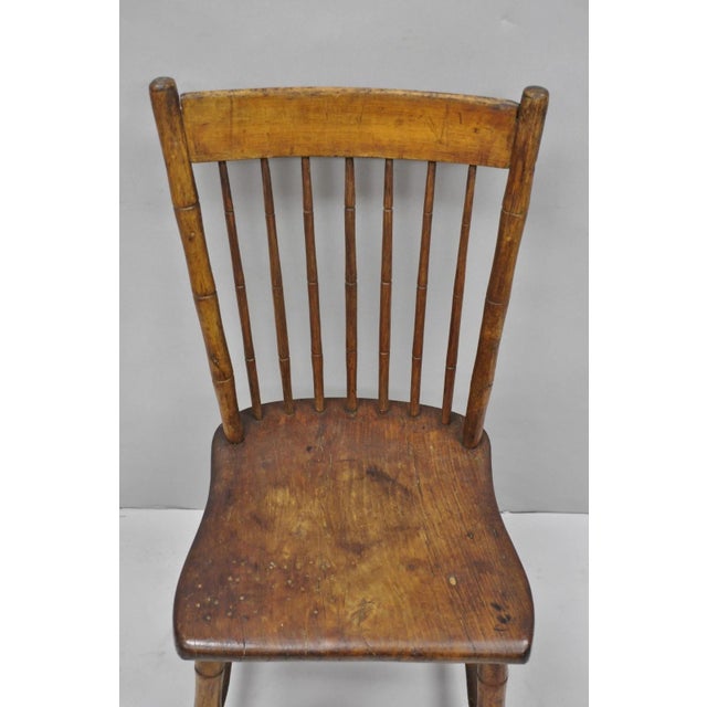 Farmhouse Antique Primitive Rustic French Farmhouse Wooden Faux Bamboo Side Chair For Sale - Image 3 of 14