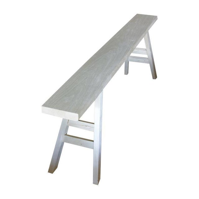 Reclaimed bleached teak wood bench. This solid bench can also be used as a shelf. Also available charred or natural teak...