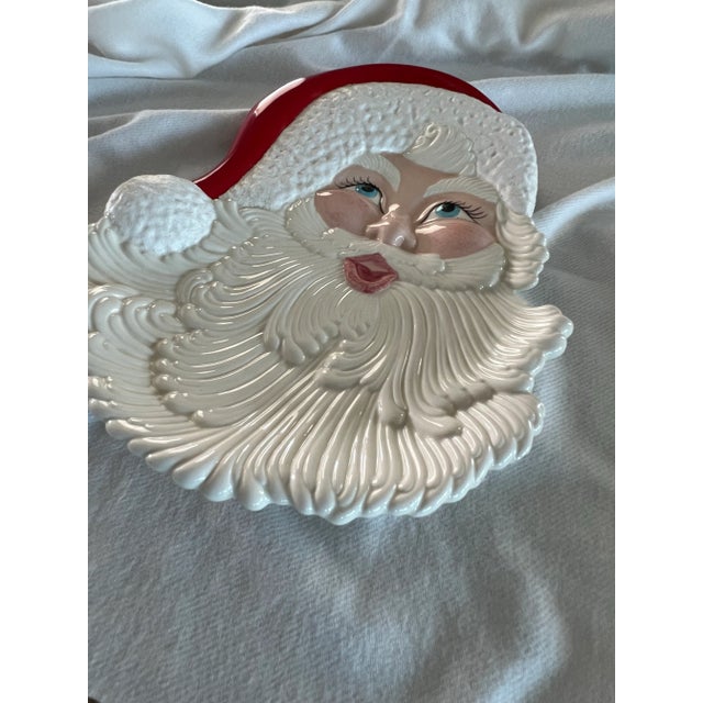 White Vintage Large Santa Ceramic Serving Tray For Sale - Image 8 of 9