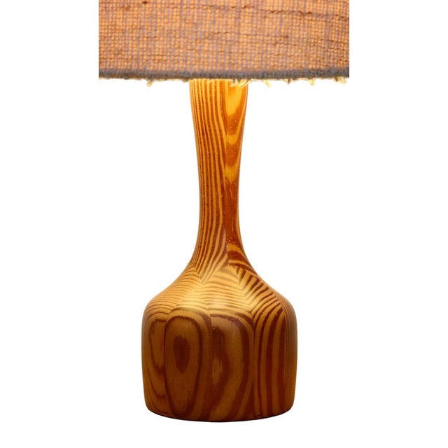 Wood Vintage German Table Lamps with Wooden Base and Wool Shade, 1960s, Set of 2 For Sale - Image 7 of 8