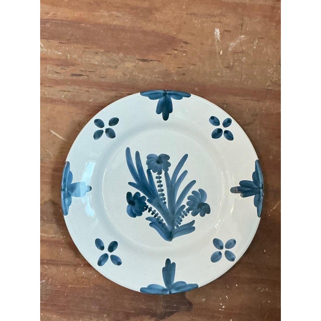Navy Blue Vintage Penny Morrison Hand Painted Dinner Plates Z- Set of 12 For Sale - Image 8 of 12