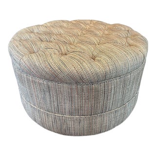 Round Tufted Ottoman, Newly Recovered For Sale