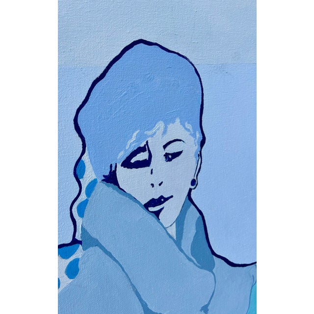 Late 20th Century Fauvist Blue Girl Original Oil Painting on Canvas by Rob Coons For Sale In Palm Springs - Image 6 of 9