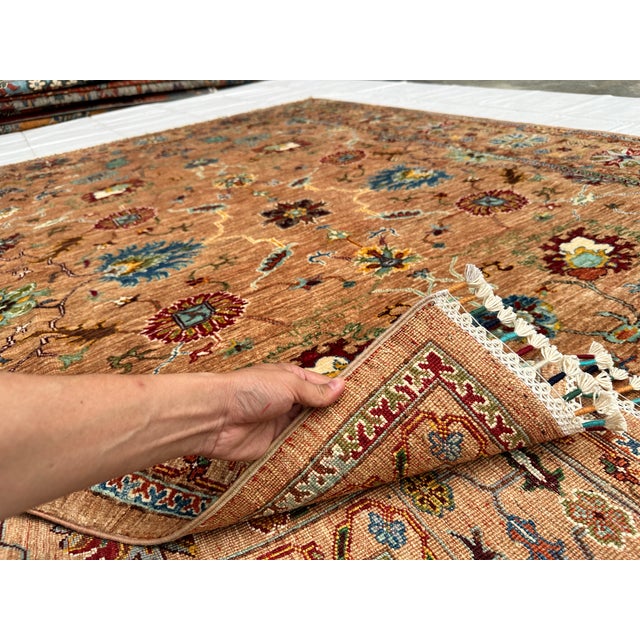 Camel Sultanabad Hand-Knotted Wool Rug - 9'3" X 6'9" For Sale - Image 15 of 17