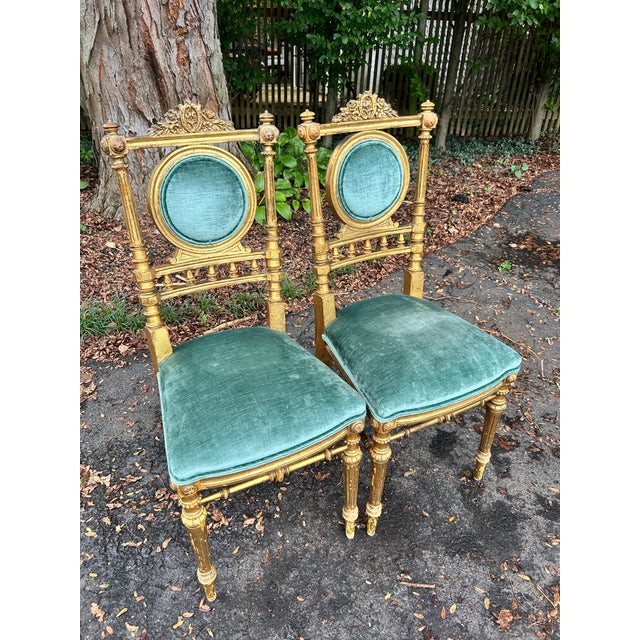 Pair of 19th Century French Giltwood Side Chairs For Sale - Image 11 of 11