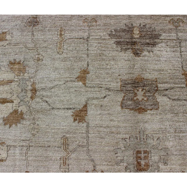 Angora Oushak Turkish Rug With Classic Oushak Design in Neutral Tones and Pop of Colors. Angora Oushak Turkish Rug With...