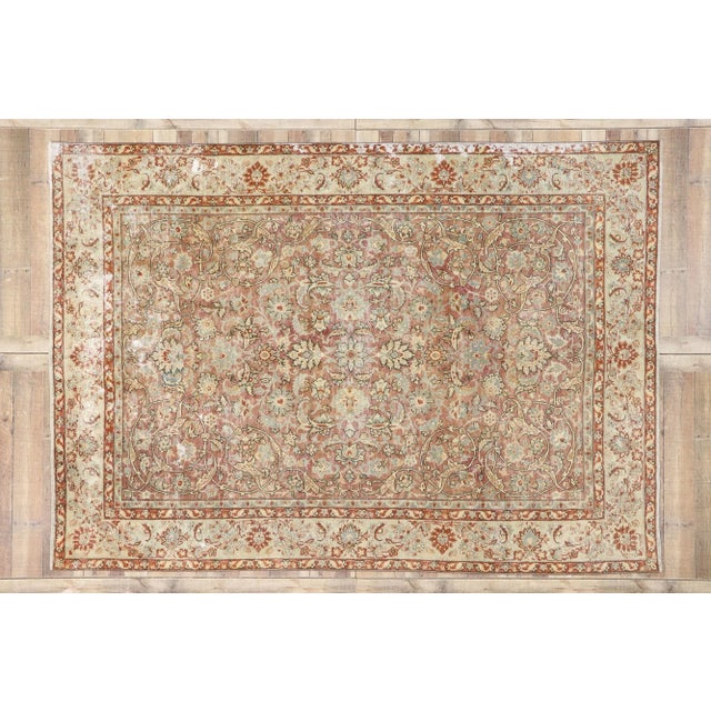 Brick Red Antique Persian Tabriz Rug, 07'08 X 10'09 For Sale - Image 8 of 9