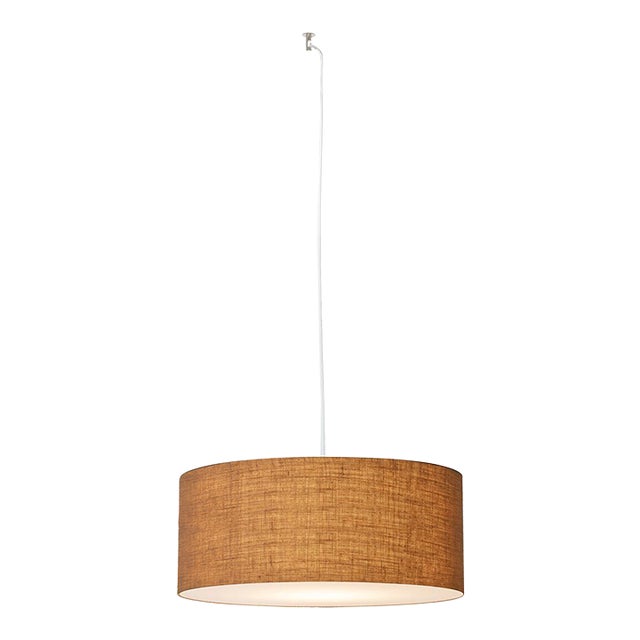 Stretch Swag Lamp, Burlap Shade, Satin Nickel, for Living Room or Bedroom For Sale