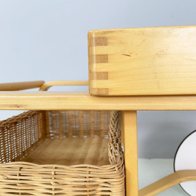 Modern Finnish Wood, Wicker Cart Tea Trolley 900 attributed to Alvar Aalto for Artek, 1970s For Sale - Image 13 of 18
