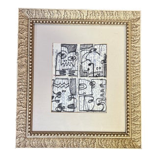 Contemporary Original Wayne Cunningham Abstract Marker Drawing For Sale