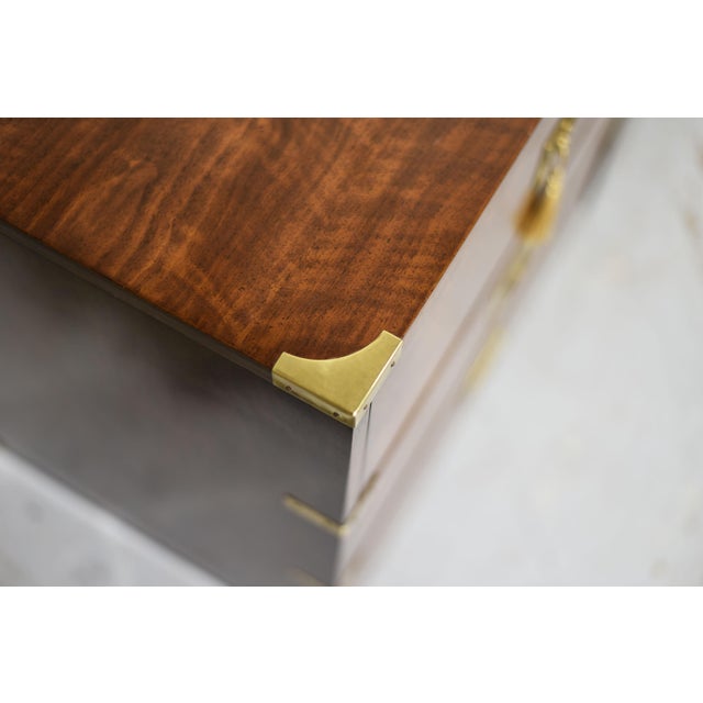 Brown Mid Century Campaign Lowboy Dresser Brigade Collection by Drexel Heritage For Sale - Image 8 of 14