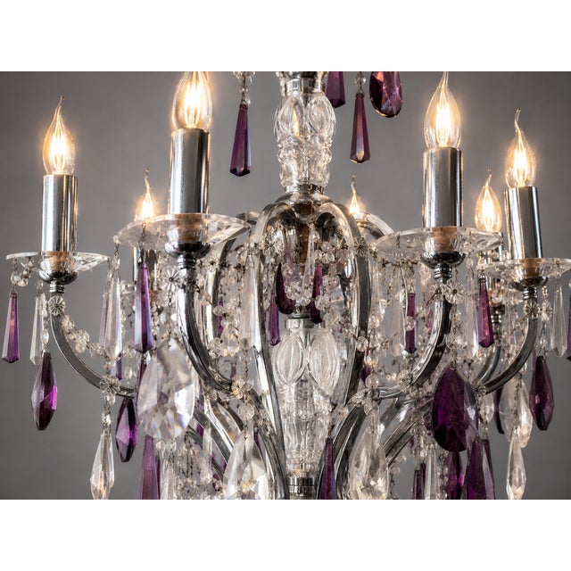1990 Artisan Regency Purple Crystal Chandelier - 1 Pc For Sale - Image 16 of 17
