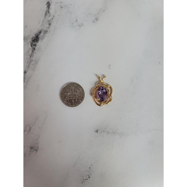 Oval Amethyst with Diamond Accent Necklace For Sale - Image 4 of 4