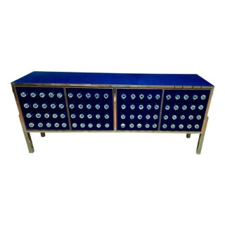 Handmade Italian Brass and Murano Glass Sideboard with 120 Spheres from Justfurnituress SRL For Sale