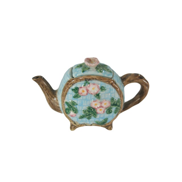 Miniature Majolica Tea Pot, Circa 1920 For Sale