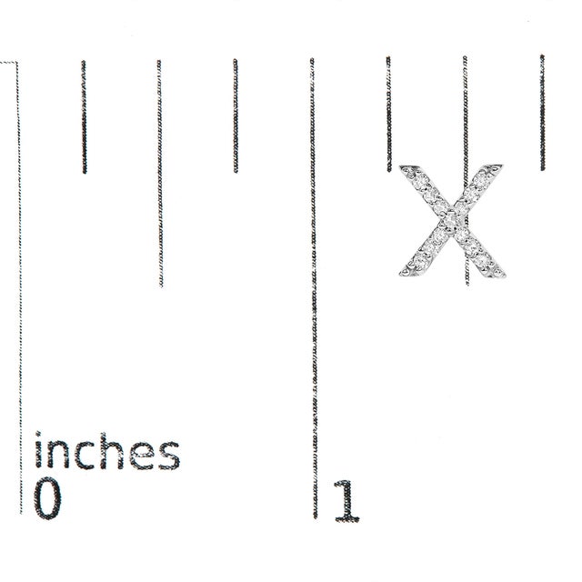 Early 21st Century 10K White Gold 1/10 Cttw Diamond 'X' Initial Stud Earring For Sale - Image 5 of 5