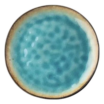Retro Kiln-Fired Blue Glaze Ceramic Plate For Sale