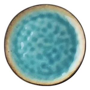 Retro Kiln-Fired Blue Glaze Ceramic Plate