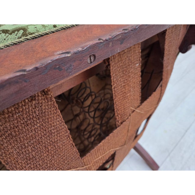 Mid-Century Modern Danish Armchair in Green Velour and Carved Oak, 1950s For Sale - Image 3 of 18