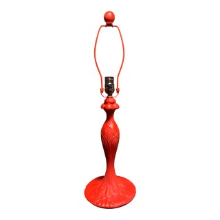 Antique Hourglass Shaped Red Painted Spelter Table Lamp For Sale