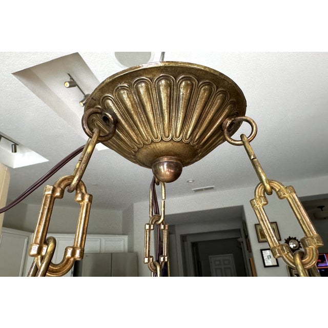 Vintage Directoire Style French Alabaster Pendant Chandelier For Sale - Image 11 of 17